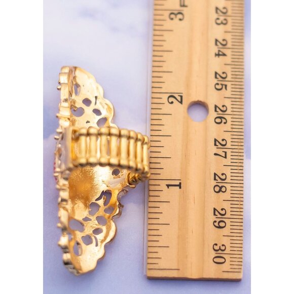 Vintage Victorian Red Pearl Adjustable Ring - S13 - Picture 3 of 3